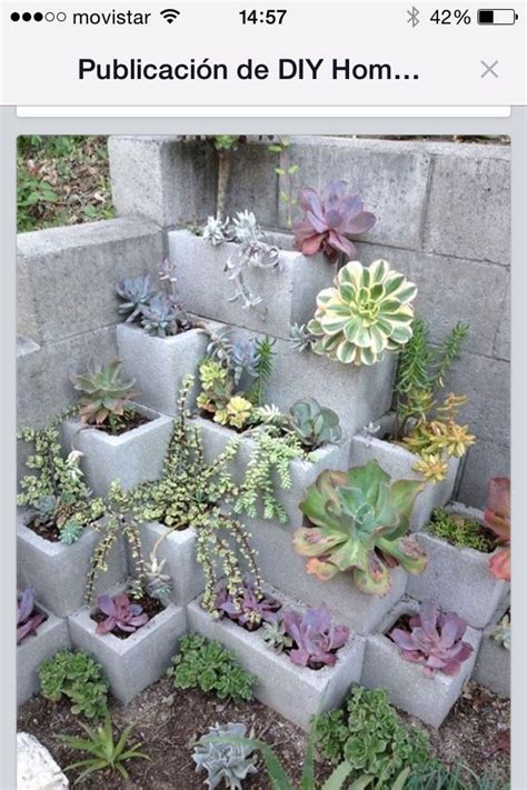 1 imágenes de jardineras en fachadas. Jardinera | Cinder block garden, Succulents garden, Succulents