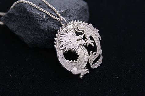 925 Dragon Necklace Sterling Dragon Pendant On Chain Necklace Silver