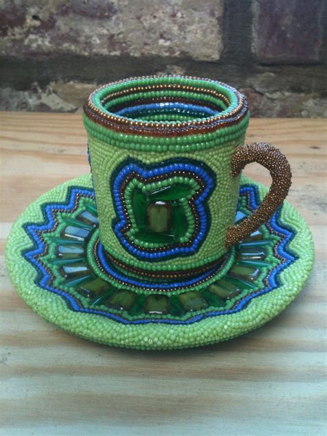 How Beautiful Is This Beaded Cup And Saucer By Lynore Routte Beaded