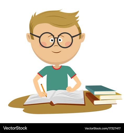 Doing Homework Cartoon — Cartoon Child Doing Homework Stock Vectors