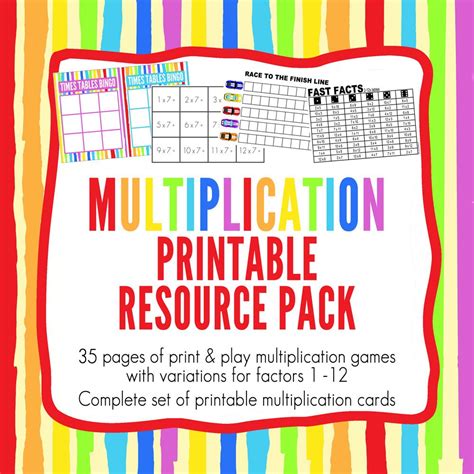 Multiplication Games Printable Pack 10 Games For Learning Times Tables