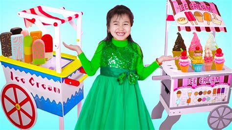Jannie Pretend Play With Ice Cream Cart Toys Youtube