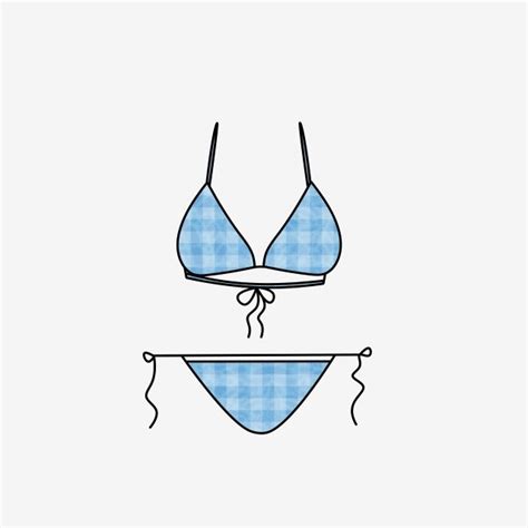 Bikini A Cuadros Azul Con Correa De Playa PNG Ilustración De Bikini De Playa Cartoon Bikini