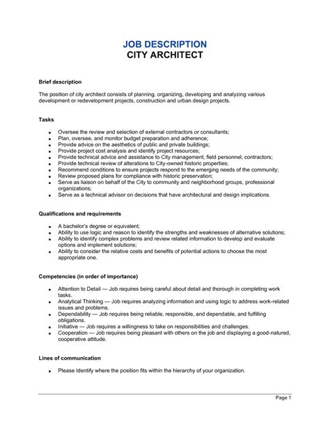 City Architect Job Description Template By Business In A Box