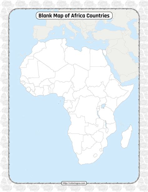 Printable Blank Map Of Africa Countries Worksheet