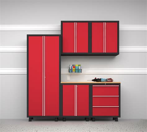 Newage Products Bold Series 6 Piece Garage Cabinet Set Red Tools