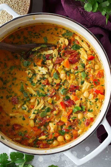 A great way to use up leftover or rotisserie chicken! Curry Chicken and Quinoa Soup - Cooking Classy