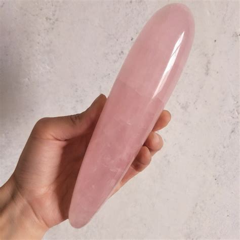 Pink Quartz Crystal Stone Wand Large Long Natural Pink Rose Quartz Crystal Massage Wand Yoni