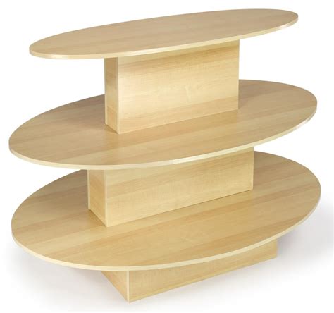 Tiered Display Table W 3 Shelves Oval Maple Store Displays Wood