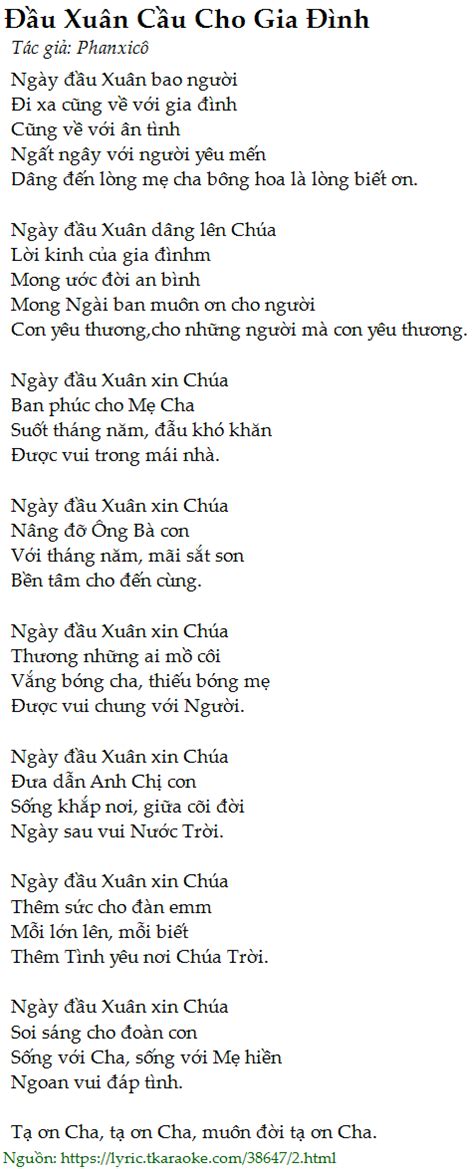 Check spelling or type a new query. Loi bai hat Dau Xuan Cau Cho Gia Dinh (Phanxico)