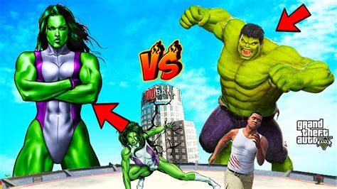 I Make Giant She Hulk And Fight With Hulk In Gta 5 Gta V Gameplay