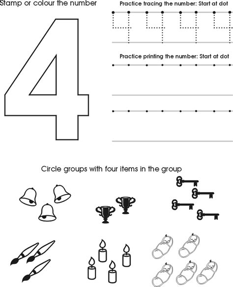 Number Four Worksheet Free Preschool Printable Preschool Worksheets