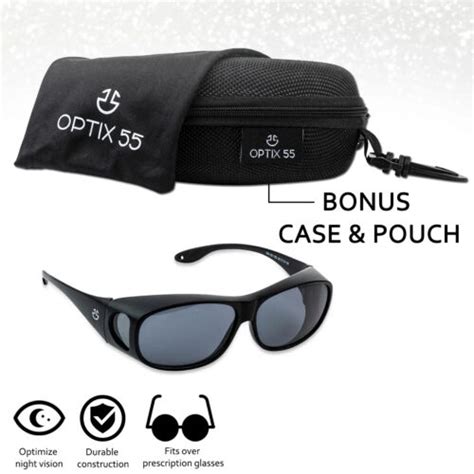 optix 55 wraparound day night driving glasses sunglasses black polarized lenses ebay