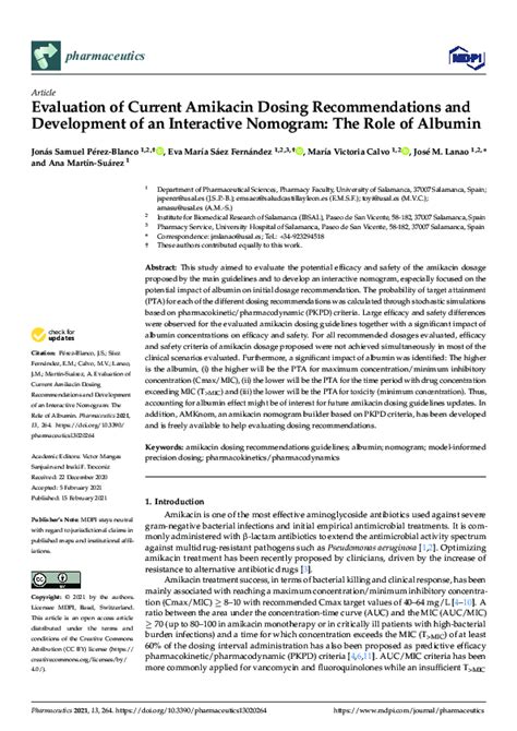 Pdf Evaluation Of Current Amikacin Dosing Recommendations And Development Of An Interactive