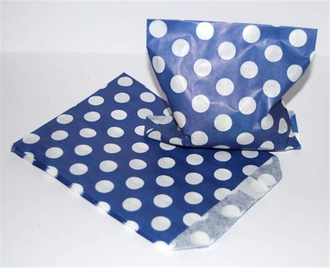 7 X 9 Blue Polka Dot Paper Sweet Party Bags Celloexpress