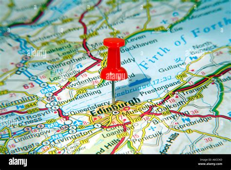 Map Pin Pointing To Edinburgh Scotland On A Road Map Stock Photo Alamy