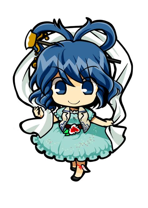 Safebooru Belt Blue Dress Blue Eyes Blue Hair Chibi Dress Flower Hair