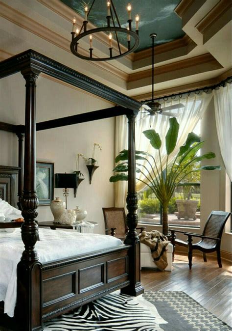 With a stylish, tropical style bedroom you have a relaxing personal haven that also feels a touch exotic and inspiring. Tropical Decor. British Colonial Style. | Elegant master ...