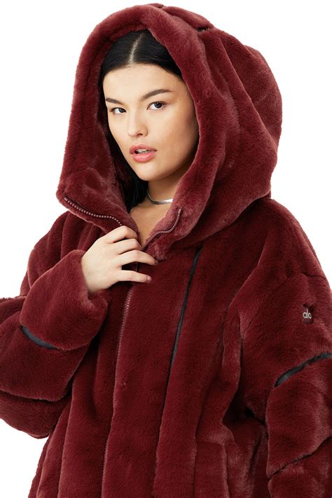 Fashionable And Cheapalo Yoga Knock Out Faux Fur Jacket Cranberry At