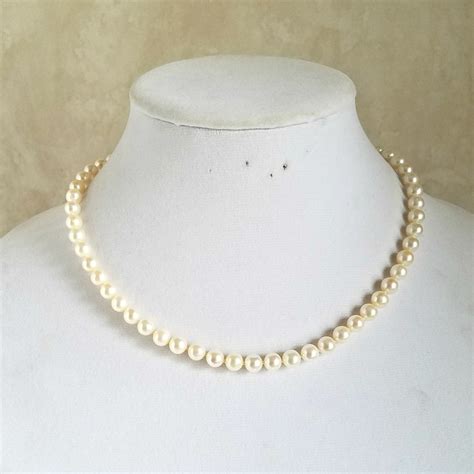 Pearl Necklace Real Cultured Pearl Necklace With 14kt Gold Clasp Vintage Pearl Necklace