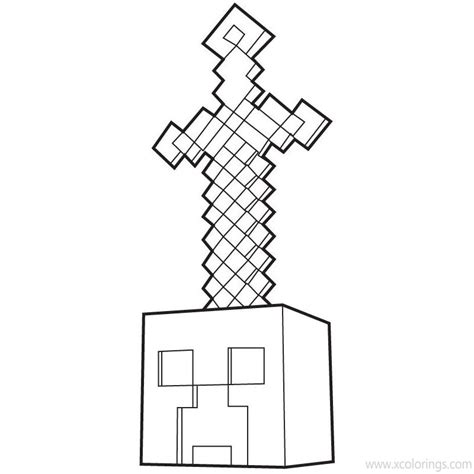 Minecraft Sword Coloring Pages Outline