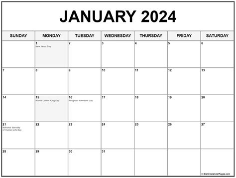 2024 January Printable Calendar With Holidays Estel Janella