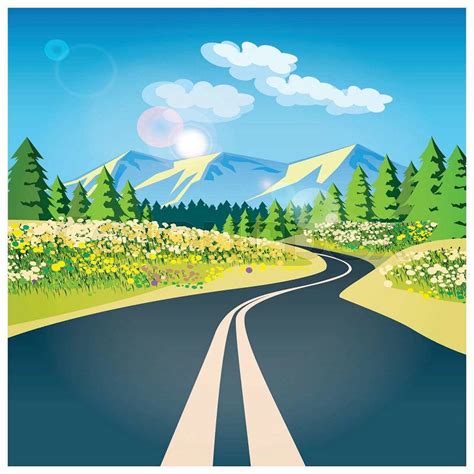 Stylized Vector Illustration On The Theme Of Road Adventure And