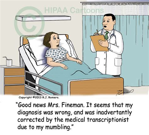 Wrong Diagnosis Corrected By Transciptionist Hipaa Cartoons