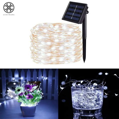 Luxtrada 100 Led 33ft Solar String Lights 8 Modes Solar Powered Copper