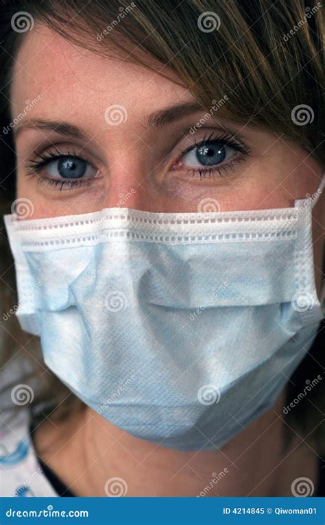 Pretty Woman With Disposable Face Mask Stock Image Image Of Women