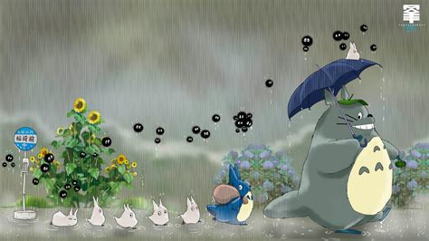 Totoro Rain Wallpaper By Lapizypincel On Deviantart