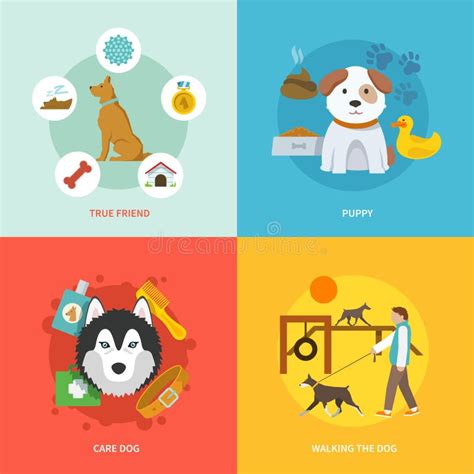 Dog Icons Flat Set Stock Vector Illustration Of Design 51225683