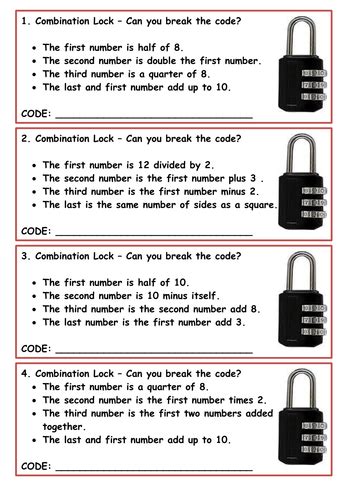 Year 4 Maths Problem Solving Combination Locks by Klewis21 - Teaching