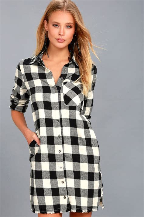 Cute Plaid Shirt Dress Shirt Dress Flannel Dress Lulus