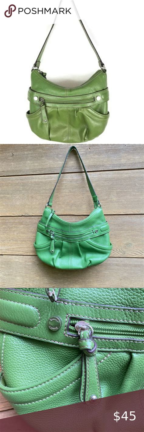 Tignanello Green Leather Hobo Shoulder Handbag