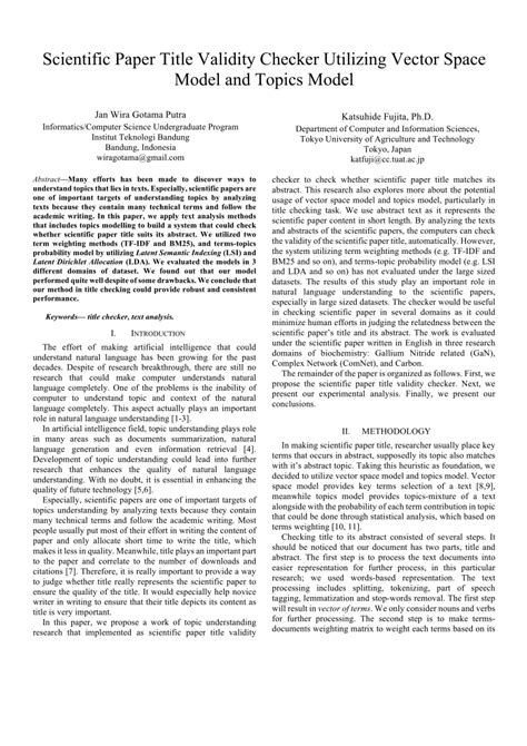 Pdf Scientific Paper Title Validity Checker Utilizing