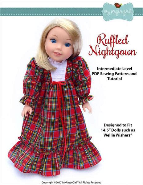 My Angie Girl Ruffled Nightgown Doll Clothes Pattern 145 Inch Welliewishers Dolls