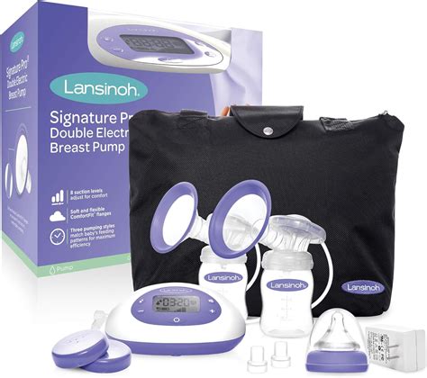signature pro by lansinoh double electric breast pump with lcd screen portable breast pump with