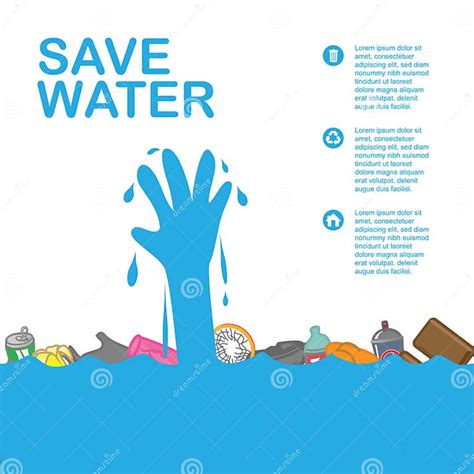 Save Water Infographic Presentation Vector Illustration Decorative Design Stock Vector