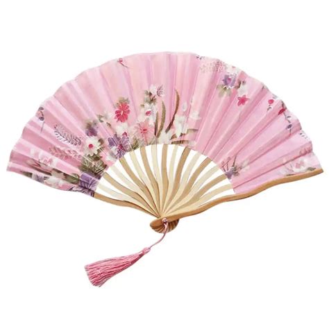 Pattern Hand Held Fans Silk Bamboo Folding Handheld Folded For Church