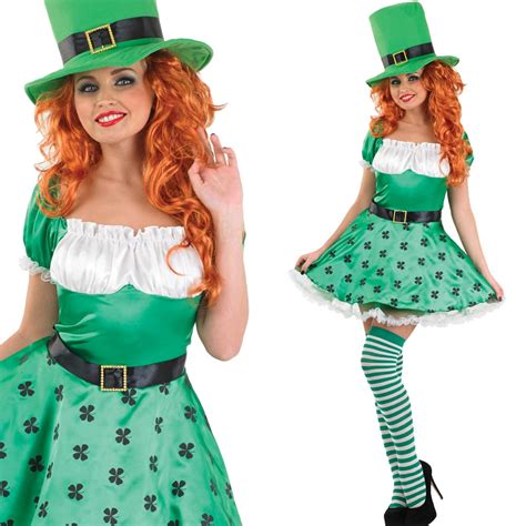 Leprechaun Fancy Dress Costume Plus Hat Ladies Mens Irish St Patricks