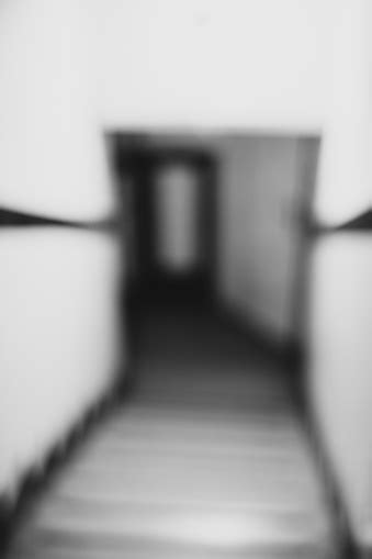 Defocused Corridor Stairs Black And White Stock Photo Download Image