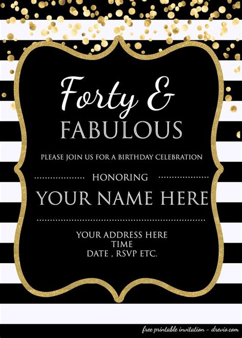 Check spelling or type a new query. Forty & Fabulous : 40th Birthday Invitation Template - PSD ...