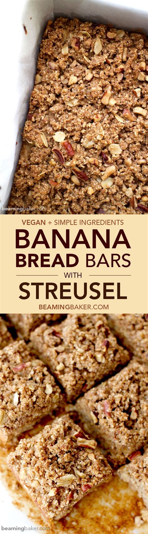 Banana Bread Bars With Streusel Topping Vegan Beaming Baker