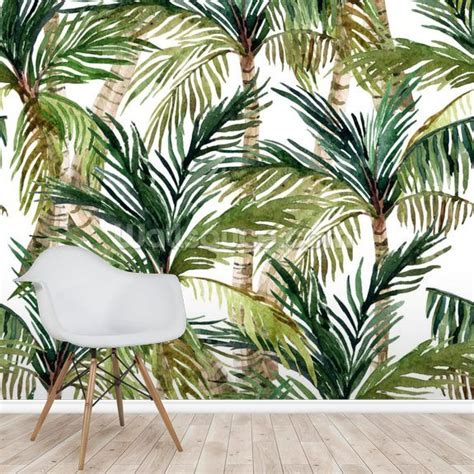 Watercolor Palms Wall Mural Wallsauce Uk Palm Trees
