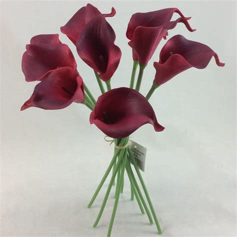 Calla Lily REAL TOUCH Bunch 10 Red Village Green