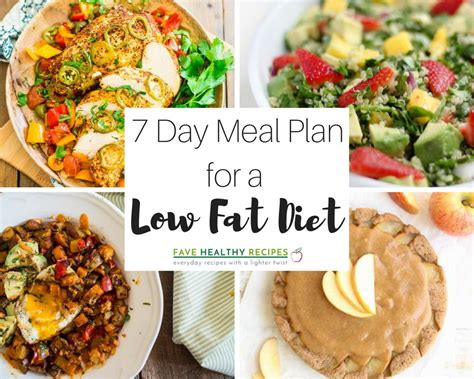Research indicates that people with high cholesterol should limit their saturated fat and sodium intake and include plenty of good fats and fibre. 7 Day Meal Plan for a Low Fat Diet | FaveHealthyRecipes.com