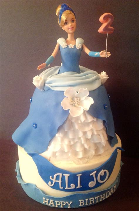 You can use a barbie figure as cake topper. Cinderella Cake For A 2 Year Old Girl Ihad Such A Hard Time Trying To Decide On What Gown To ...