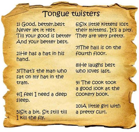 Tongue Twisters Tongue Twisters Tongue Twisters In English Tongue