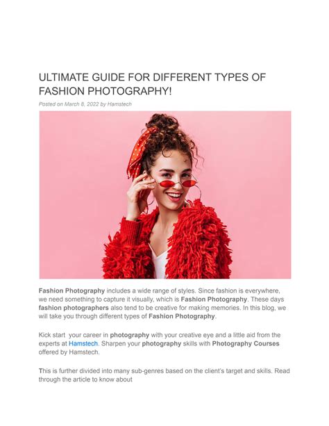 Ultimate Guide For Different Types Of Fashion Photography By Shravan